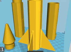 Сборная модель ракеты под модельный ракетный двигатель МРД-30 из 4 деталей