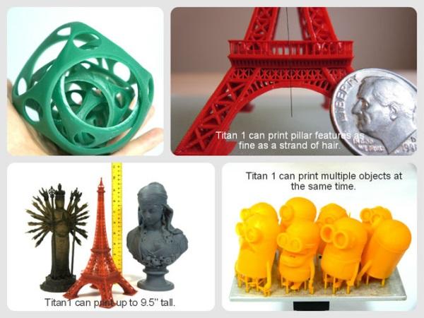 Различные изделия, изготовленные на 3D-принтере Titan 1