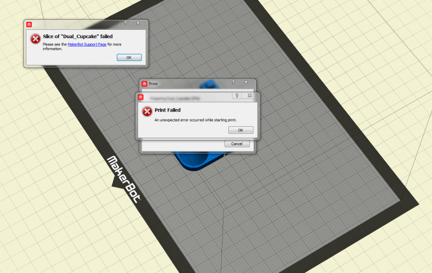 Прошу помощи с  MakerBot Desktop 3.7