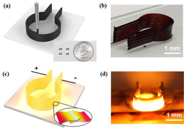 Исследователи из Мэрилендского университета напечатали на 3D-принтере графеновый нагревательный элемент