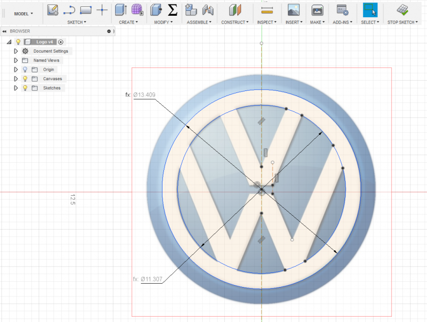 Autodesk Fusion 360. Проектирование масштабируемого логотипа по изображению.