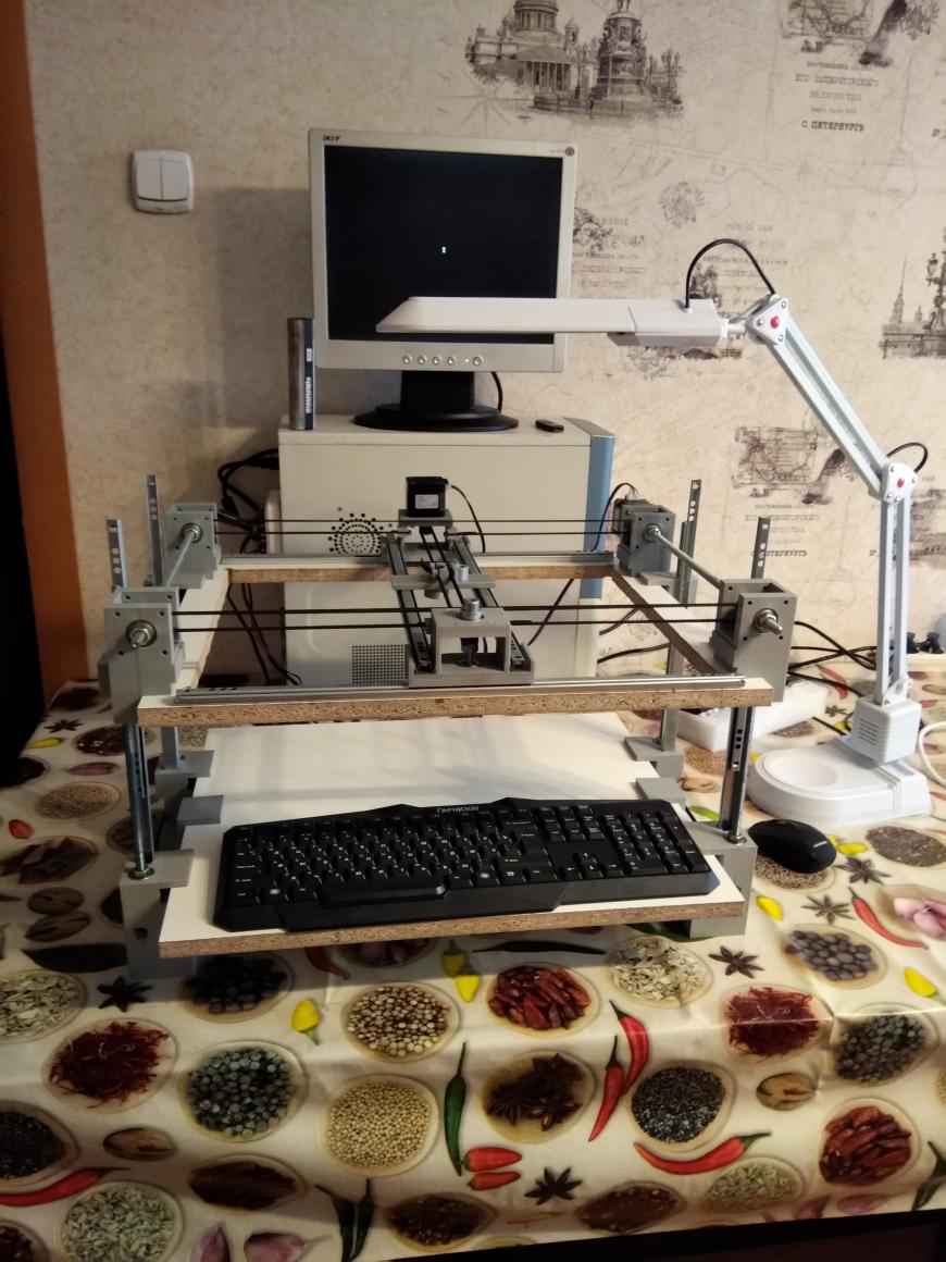 Большой самодельный 3D принтер на мебельных направляющих