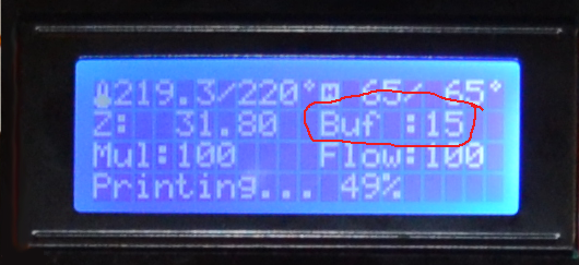 Anet A8, Что значит надпись на дисплее Buf: 16 ?