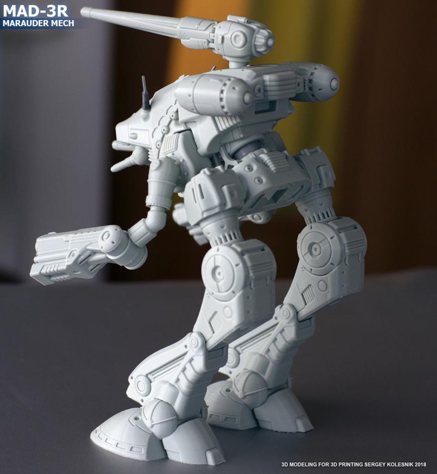 Создание и 3D-печать меха Original MAD-3R Marauder из вселенной Battletech