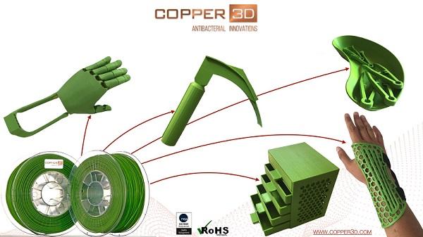 Copper 3D предлагает медицинские антибактериальные филаменты для 3D-принтеров