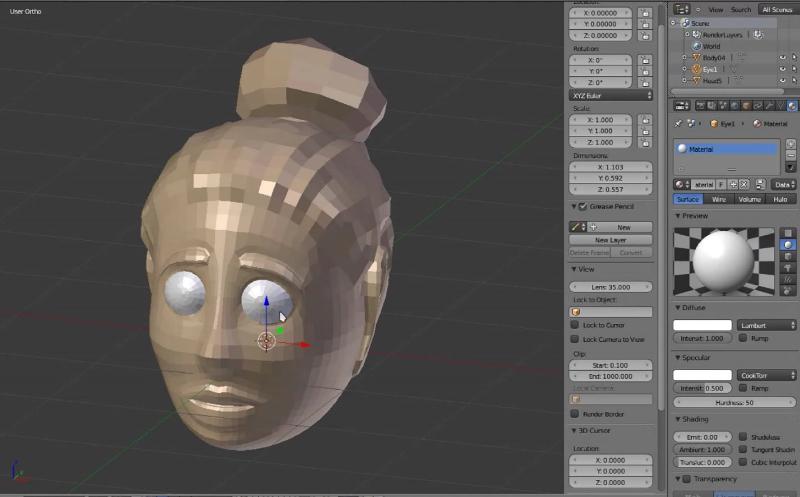 Создаём лицо человека в программе Blender3D.