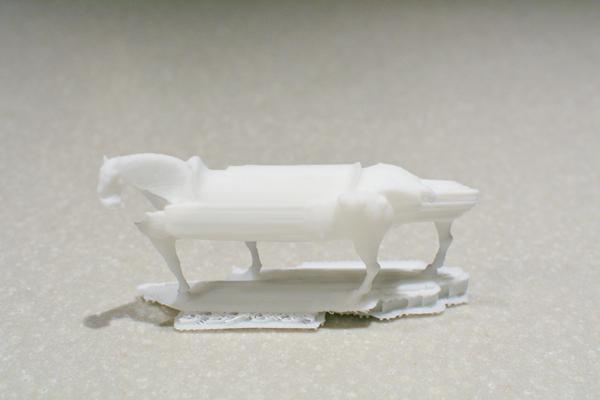 3D-модель лошади из Отдела искусства Азии, вытянутая горизонтально для эффекта перспективы