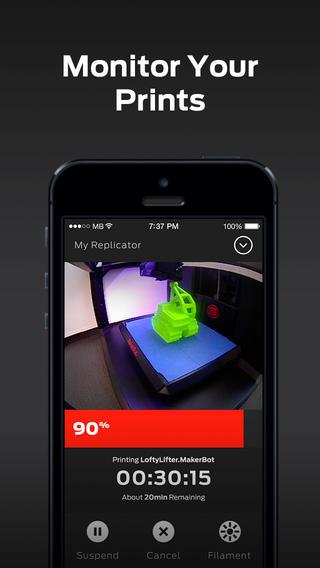 Новое приложение MakerBot Mobile позволит вам контролировать процесс печати на расстоянии