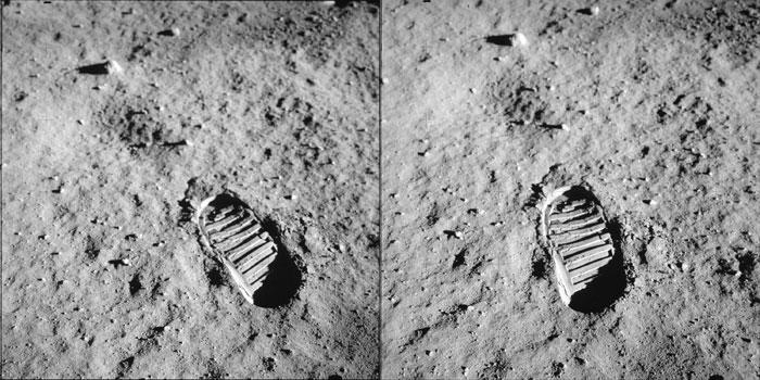 Трехмерный отпечаток ноги с поверхности Луны