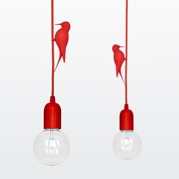3D-печатные птички на подвесных лампах Leti от Macura