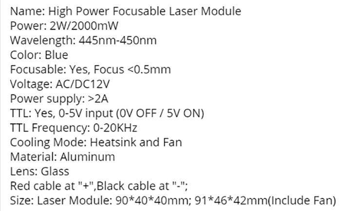 Продам лазер 2 ватта TTL 2000mw/2w 445nm