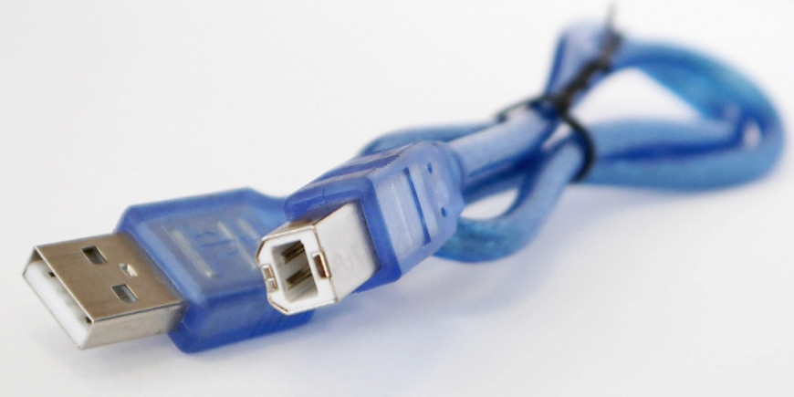 Шнур USB2.0 A- B  (синий), 0,5м