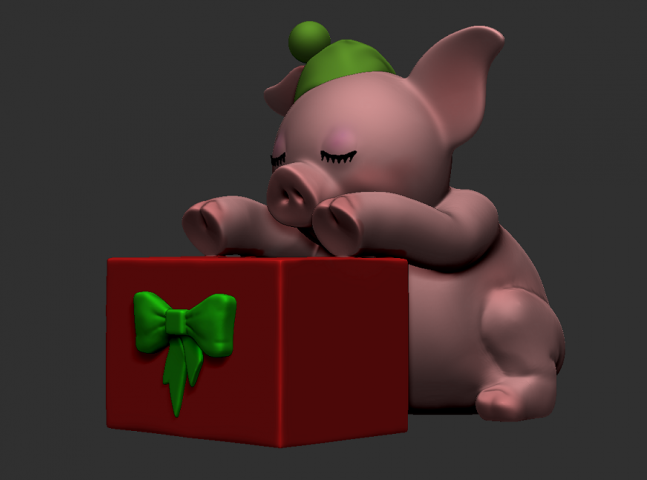Свинья с подарком 2019 года символ