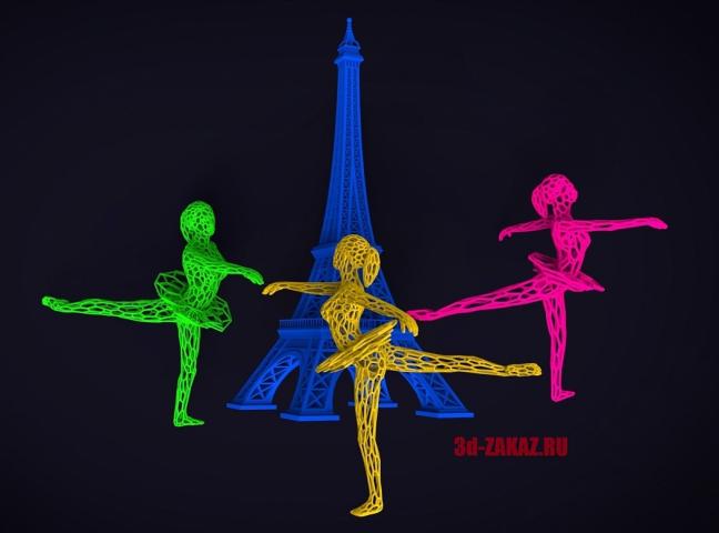 Танец четырёх балерин в стиле Voronoi. 3d model