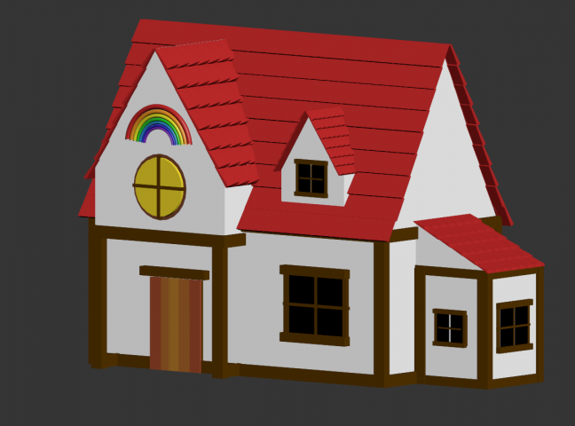 Дом белый с красной крышей