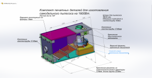 Самодельный пылесос на 1600Вт/ Комплект деталей для печати. Лютая дичЪ-197.