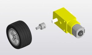 Переходная ось-вставка с ТТ мотора 1:48 на колесо Лего