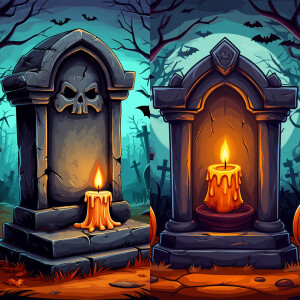 3D-модель "Хэллоуинские надгробия со свечами"