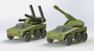 Боевая машина с модулями САУ, РПК