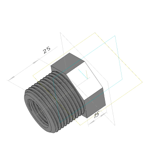 Переход 1" наружная 1/2" внутренняя (компас + stl)