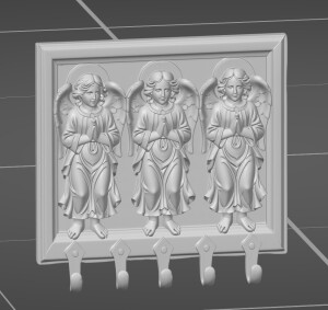 Панно с ангелами для купели с крючками