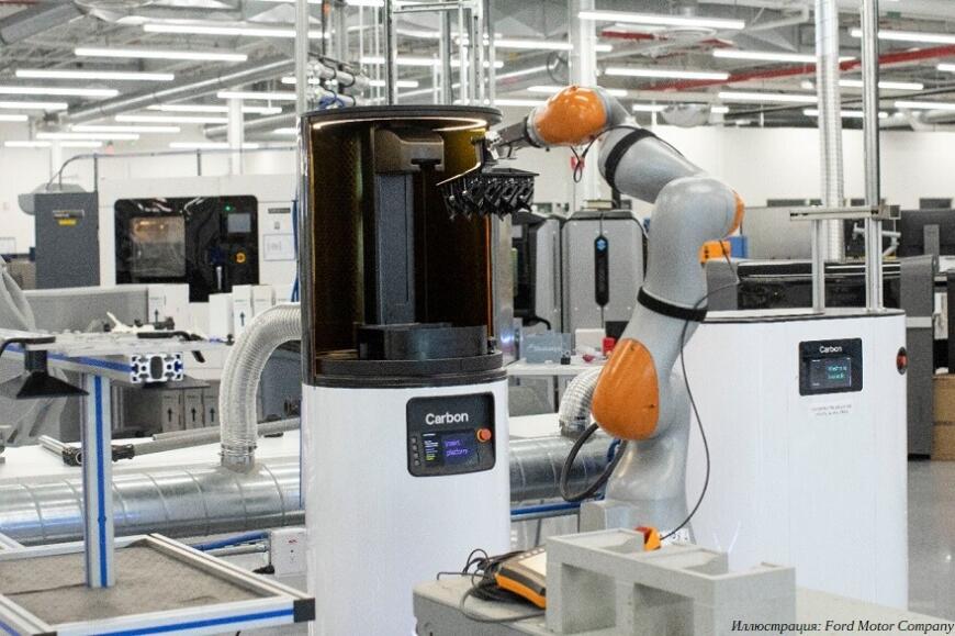Роборука на колесиках обслуживает 3D-принтеры компании Ford
