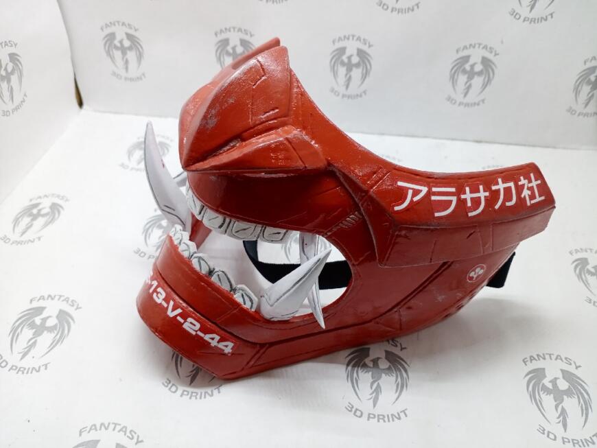 Маска Они в стиле киберпанк