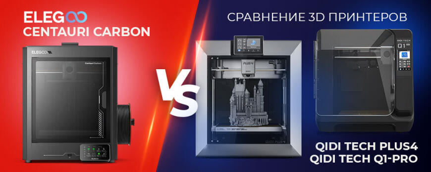 Сравнение 3D принтеров Выпуск 4 - Elegoo Centauri Carbon VS QIDI Plus4 и QIDI Q1 Pro