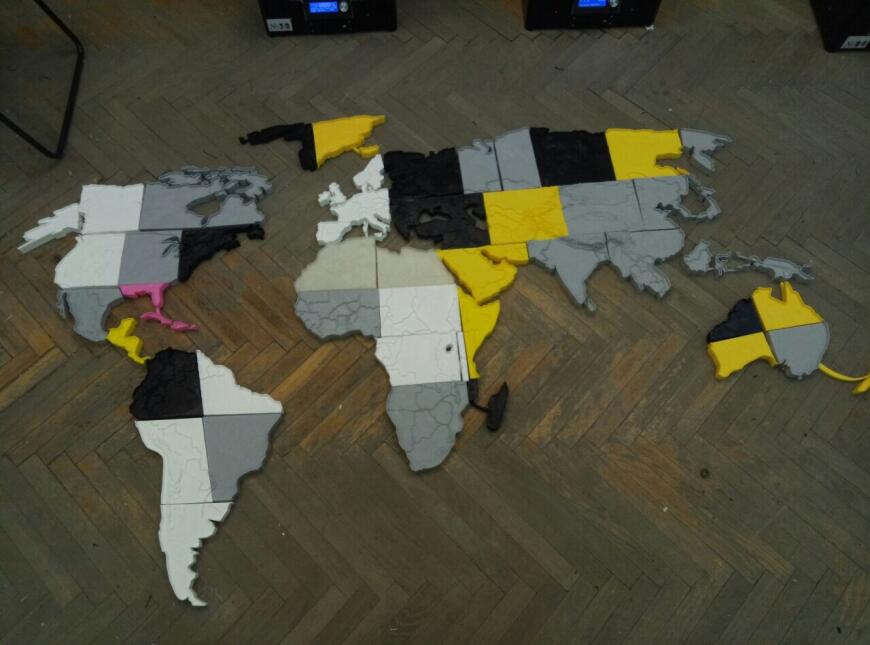 3D-печать арт-объекта в виде карты мира с покраской