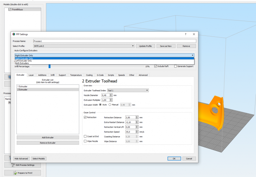 Simplify3d печать 2 мя экструдерами