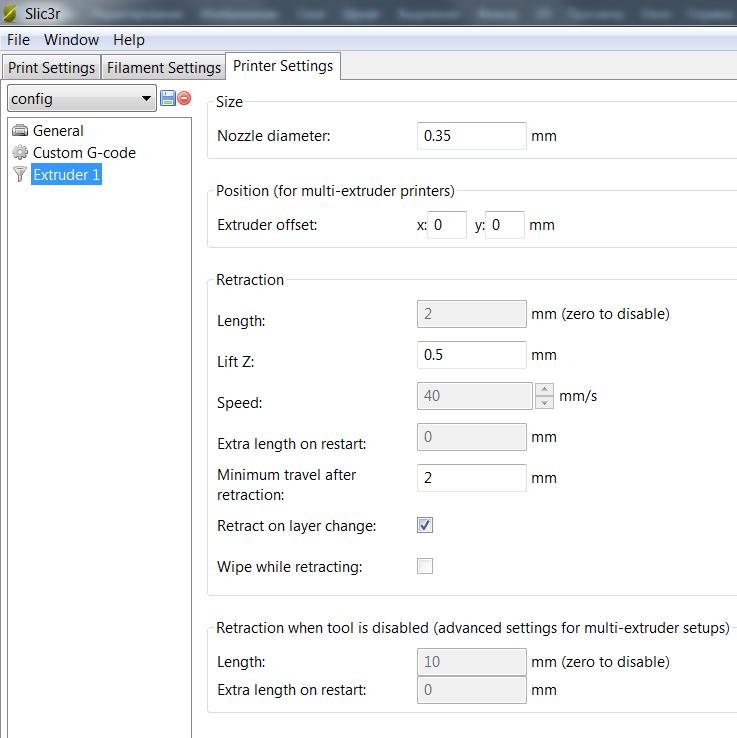 Настройка конфига slic3r