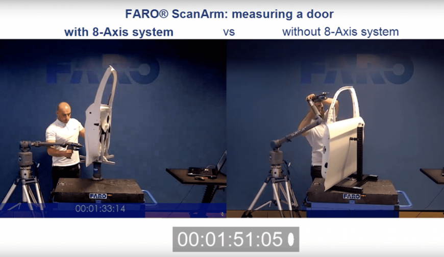 Тест скорости: насколько быстрее процесс 3D-сканирования с портативной координатно-измерительной системой с 8-ю осями FARO 8-Axis Design ScanArm?