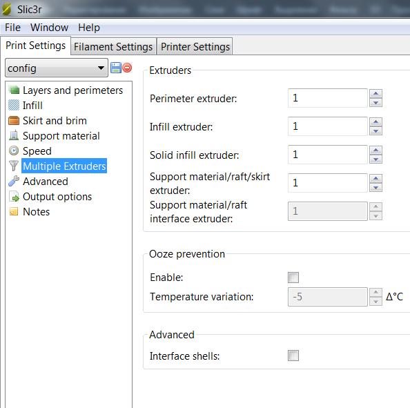 Настройка конфига slic3r