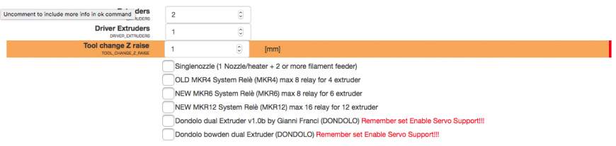 Не могу разобраться с настройками 2 го экструдера