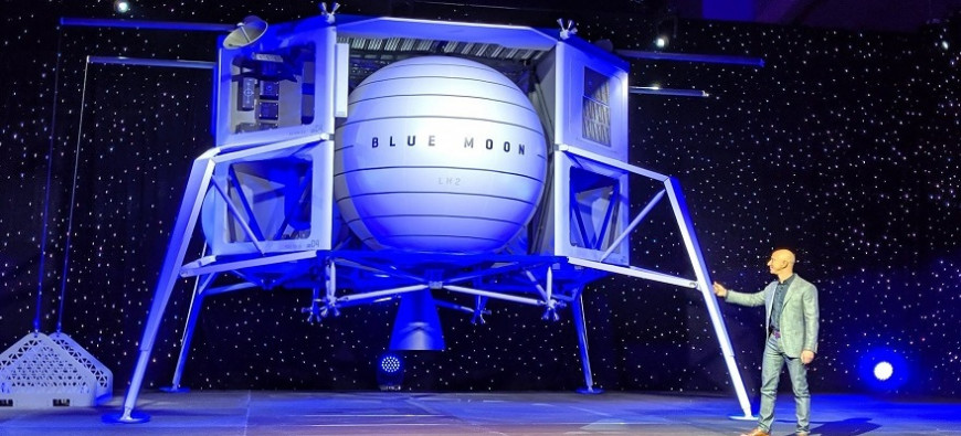 Из 3D-принтера на Луну: Джефф Безос презентовал концепт лунного модуля с 3D-печатным двигателем