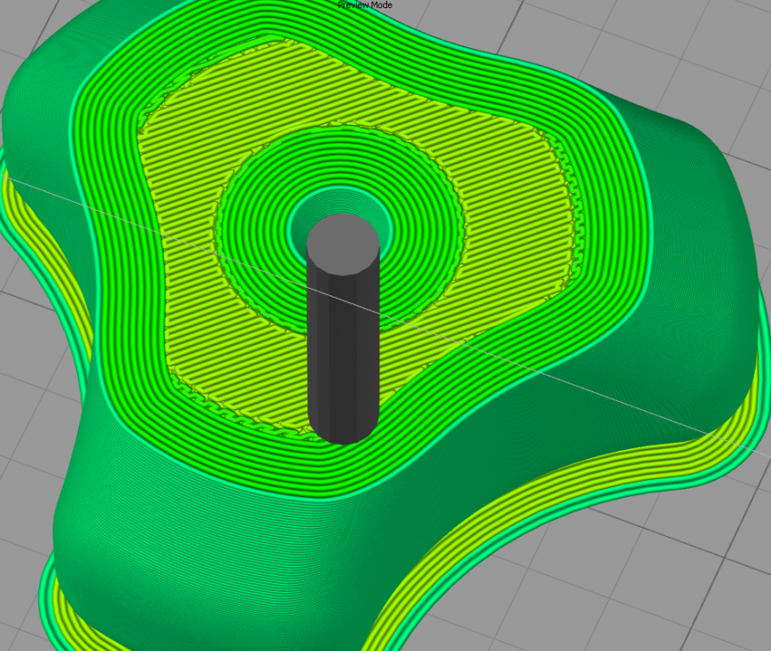 SimpliFy3D нарезает с мелкой змейкой.