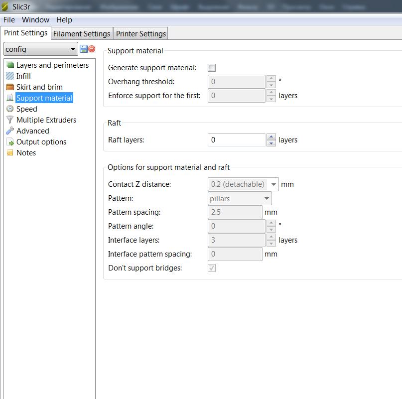Настройка конфига slic3r