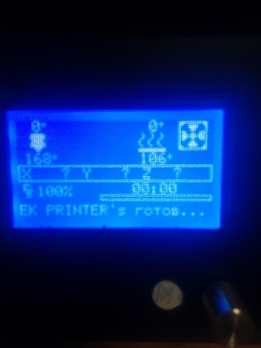 Принтер пишет температуру стола 105 и температуру сопла 168 вне зависимости от их реальной температуры.