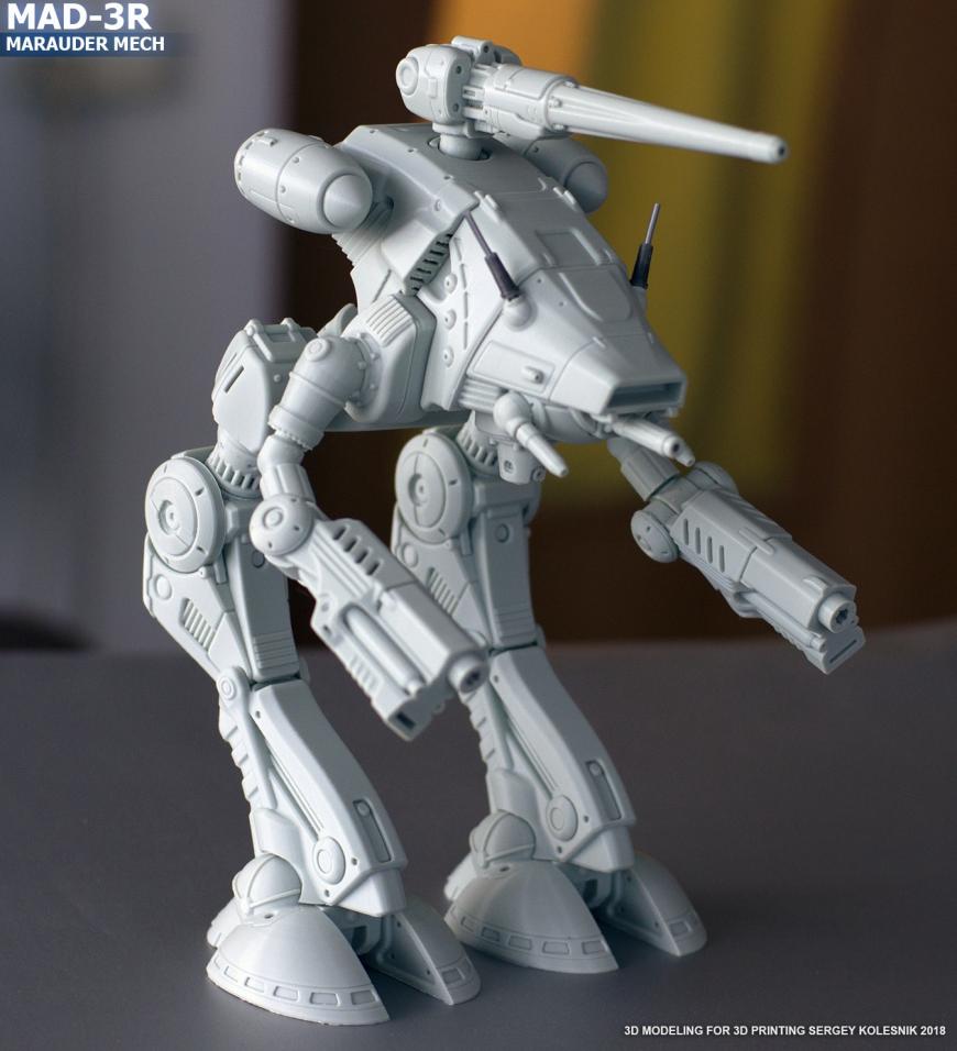 Создание и 3D-печать меха Original MAD-3R Marauder из вселенной Battletech