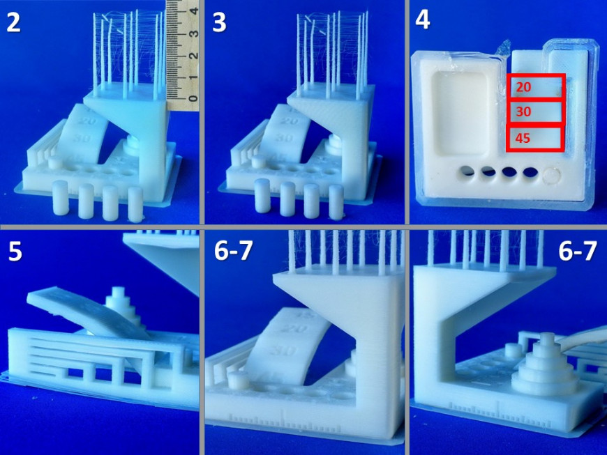 Печать теста «kickstarter-autodesk-3d-master», неявные особенности тестовой модели, оказывающие влияние на прохождение теста, уточнение тестовой модели и полученные результаты печати теста на принтере Лад-1.0.