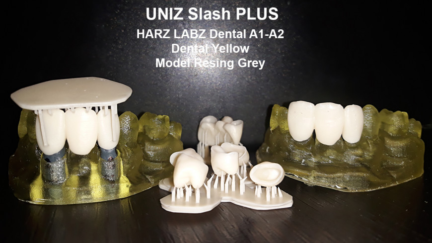 Модель для сборки, стоматологическая. UNIZ Slash PLUS HARZ LABZ Dental A1-A2, Yellow, Model Resin Grey