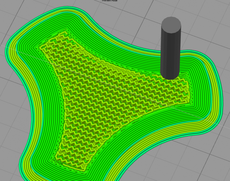 SimpliFy3D нарезает с мелкой змейкой.