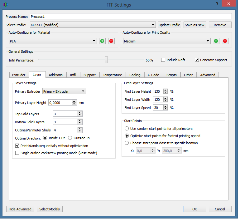 Настройки 'Retraction'