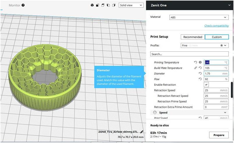 Обзор печати 3D принтера Zenit пластиком FLEX
