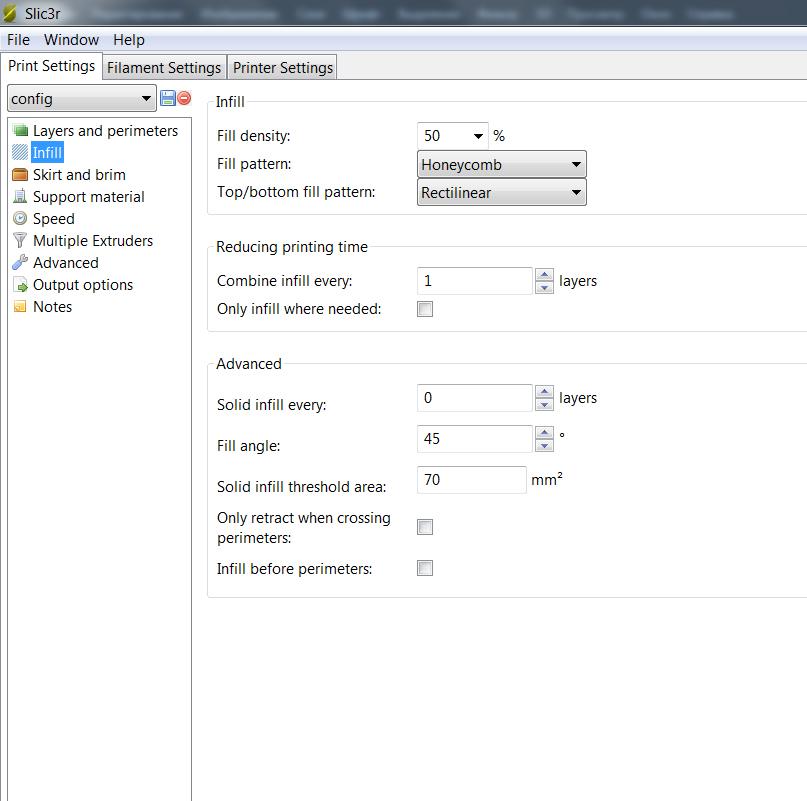 Настройка конфига slic3r