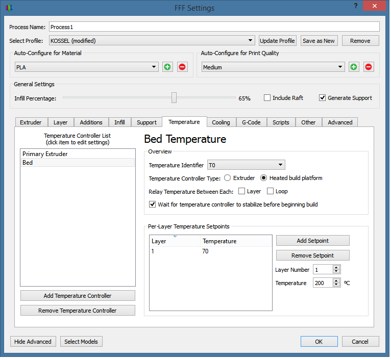Настройки 'Retraction'
