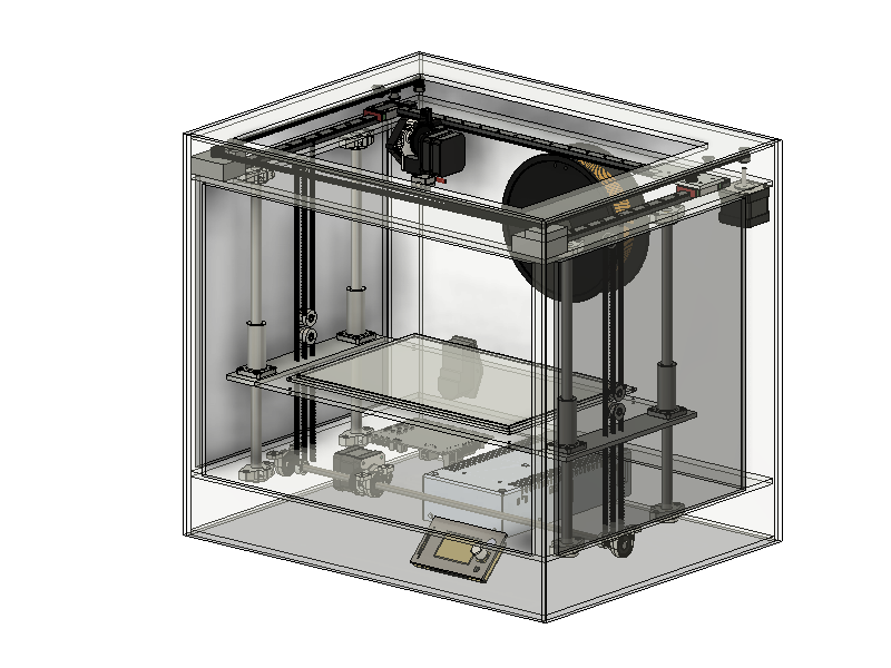 3D принтер COREXY на рельсах и ремнях по Z (Z на 4 валах и 1 шаговиком)