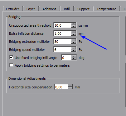 На что влияет параметр Extra inflation distance в Simplify3D?