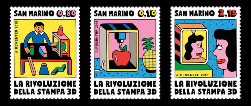 Художник Энди Рементер увековечил революцию 3D-печати в коллекции марок для Республики Сан-Марино