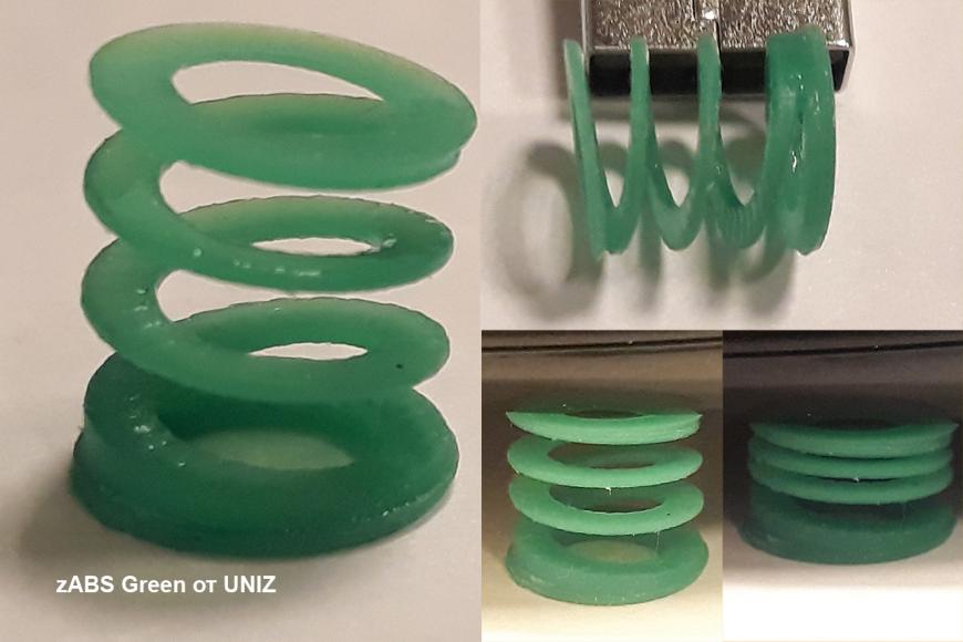 Пример печати zABS Green от UNIZ, пружинка. UNIZ PLUS.